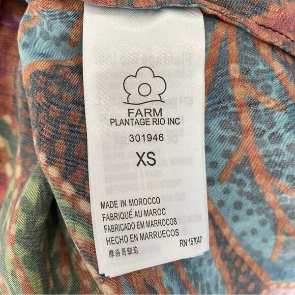 Farm Rio Rainforest Lenzing Viscose Brown Button Down Shirt Blouse size XS - Picture 7 of 9